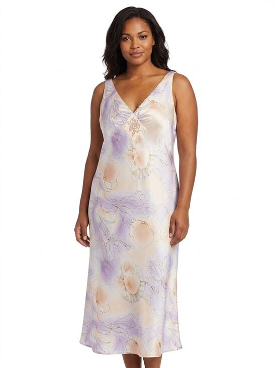 Jones New York Dresses & Skirts - Jones New York Purple Floral Watercolor Satin Slip Dress Women Size XL